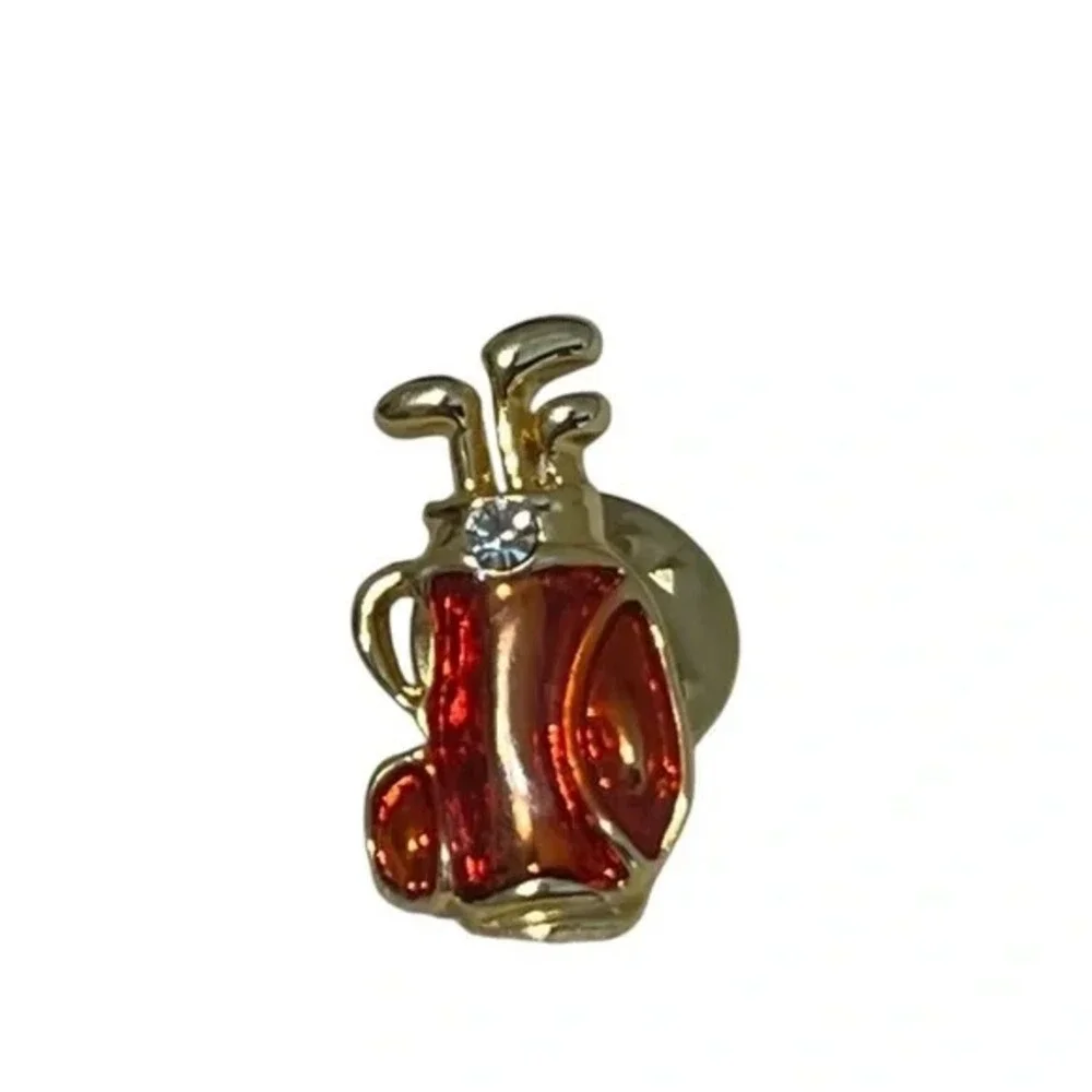 Golf Bag with Rhinestone Vintage Lapel Vest Hat Pin A31
